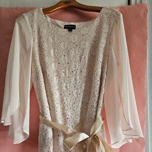Connected Apparel - Light Pink Top with sequins and Satin Ribbon Belt